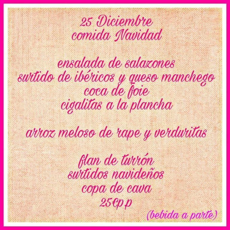 Menú de Navidad 2017 Tapes del Port