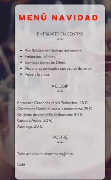 Menú de Navidad El Jamonal de Ramonet