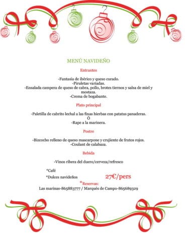 Menú de Navidad El Mesón Sureño
