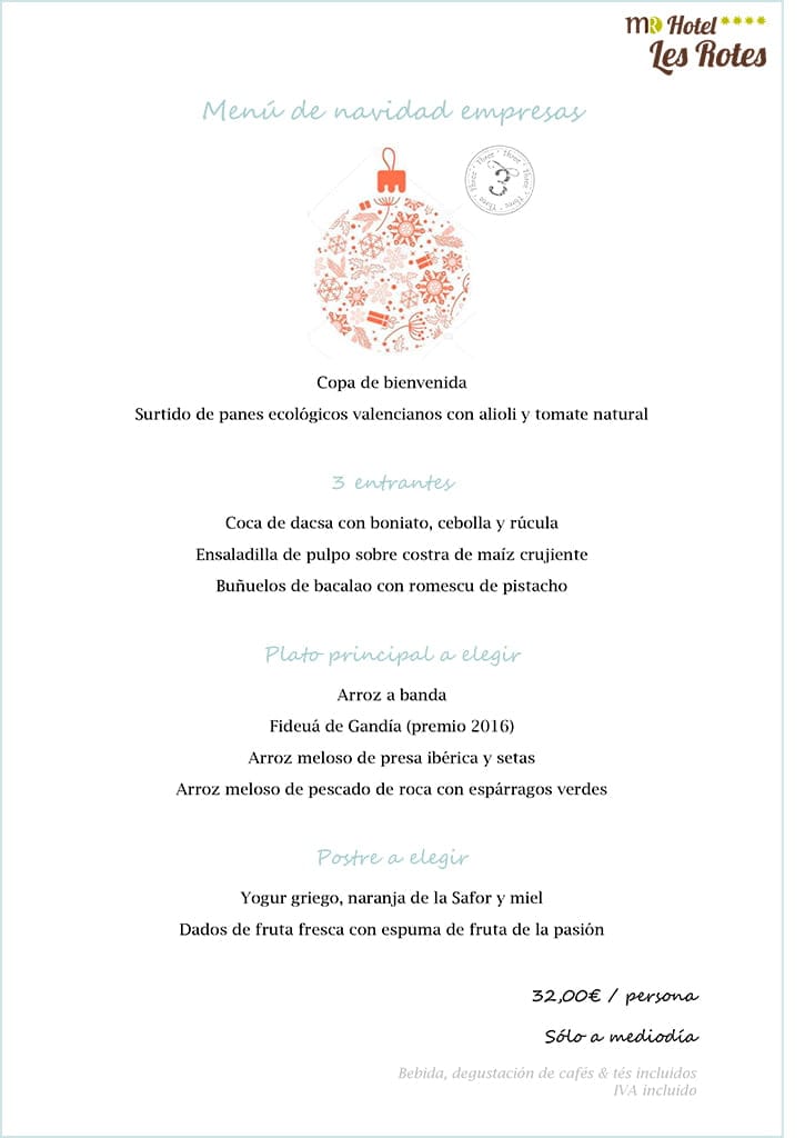 menu de navidad empresas n3 mediodia hotel les rotes