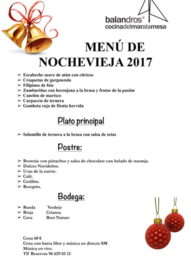 menu de nochevieja 2017 balandros