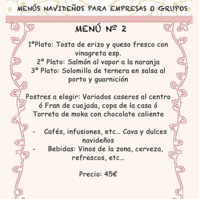 menu n2 empresas restaurante mena 2017