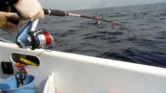 pescador echando su cana