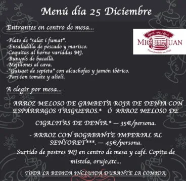 Menús de Navidad Casa Miguel Juan