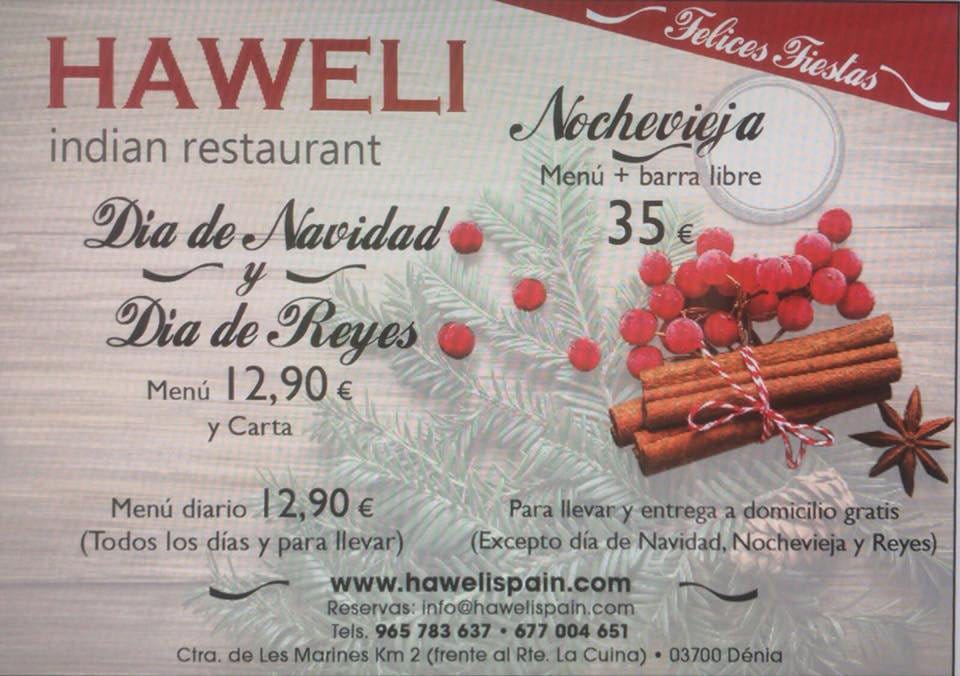 nochevieja navidad y reyes en indian haweli restaurant
