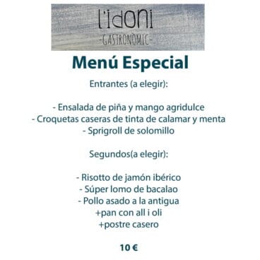 Menu especial L’idoni