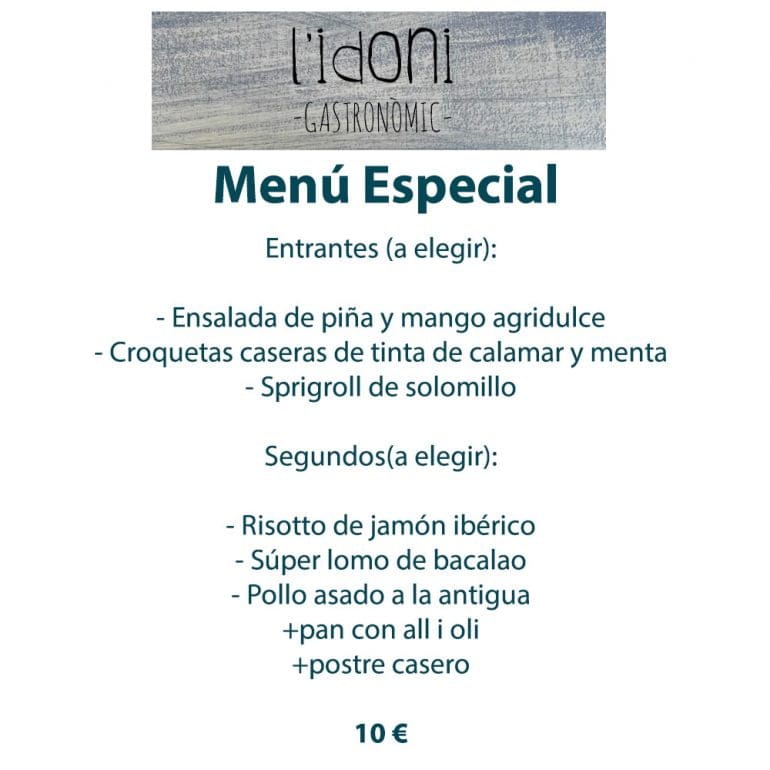 Menu especial L'idoni