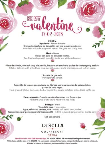 Cena especial San Valentín La Sella Golf Resort Dénia