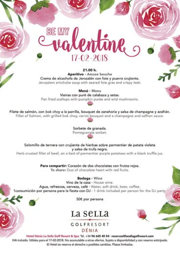 Cena especial San Valentín La Sella Golf Resort Dénia