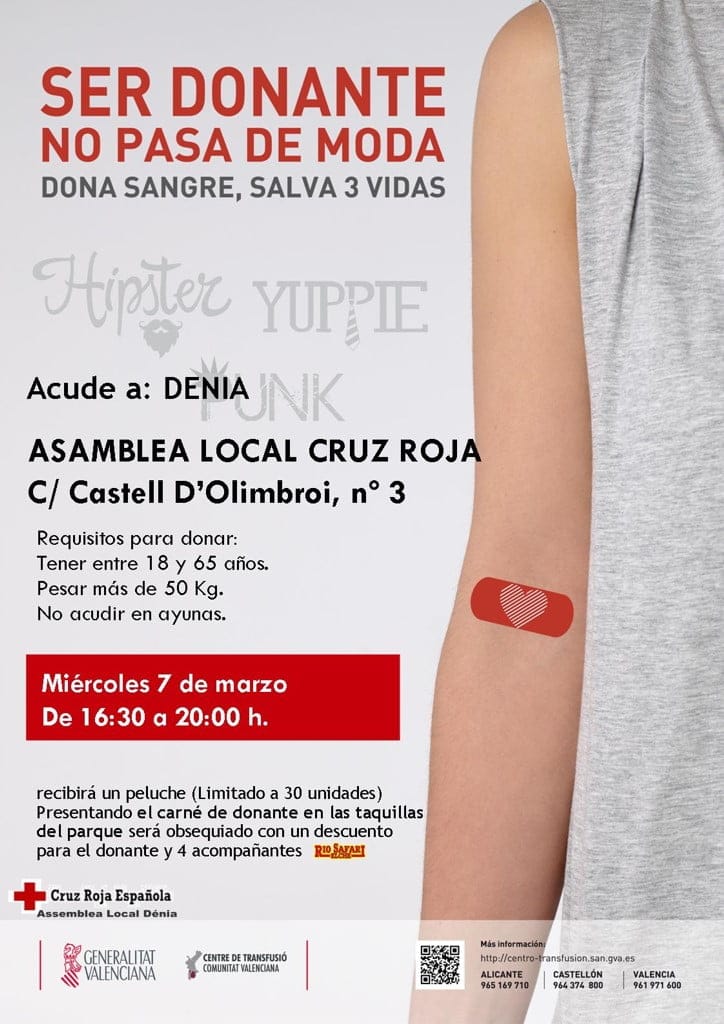 donacion de sangre en cruz roja denia