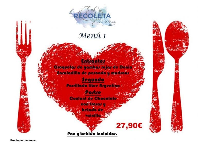 Menú 1 San Valentín La Recoleta del Mar