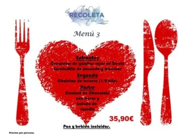 Menú 3 San Valentín La Recoleta del Mar