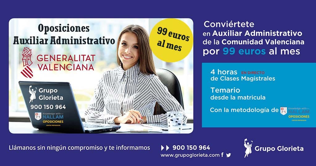 Fórmate en Auxiliar Administrativo por tan solo 99€ al mes en Academia La Glorieta 1 oposiciones auxiliar administrativo academia la glorieta