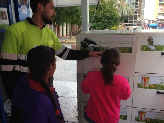 alumnos del cervantes en el ecoparque movil