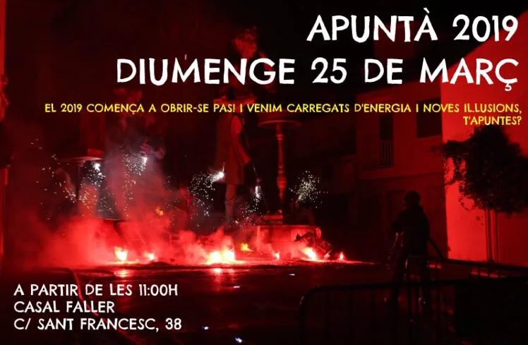La falla Les Roques convoca a falleros y amigos para la Apuntà de 2019 1 apunta 2019 en la falla les roques