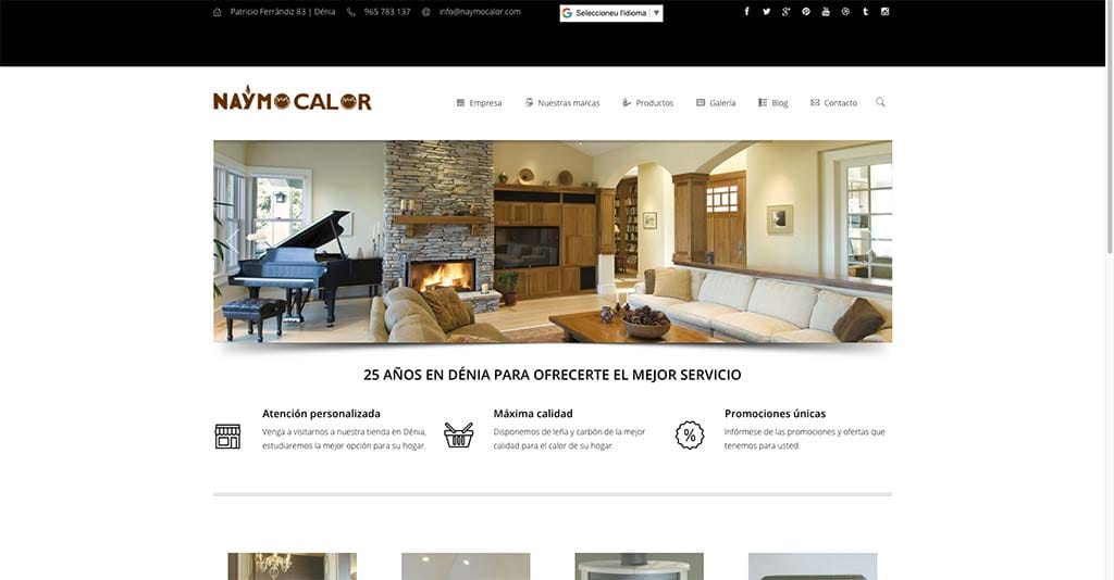 nueva pagina web naymo calor