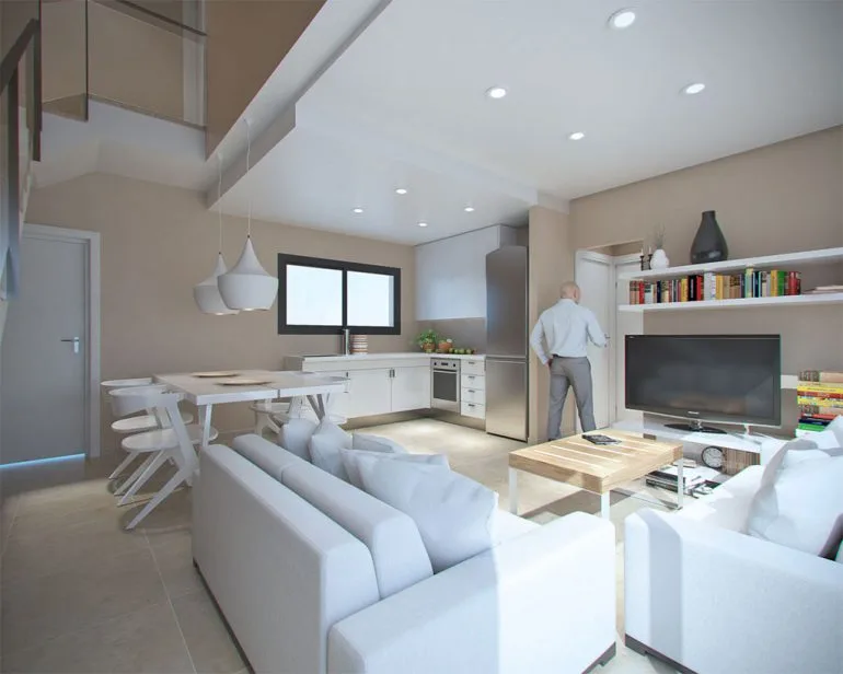 Salón y cocina Residencial Tierra Marina