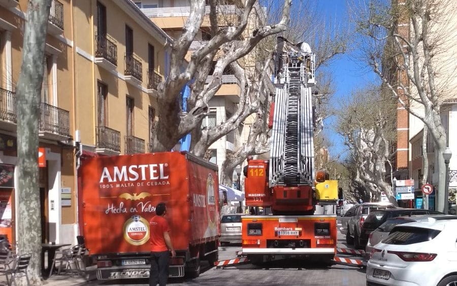 Los bomberos colaboran en la eliminación de un enjambre en la calle Marqués de Campo 1 bomberos trabajando en la calle marques de campo