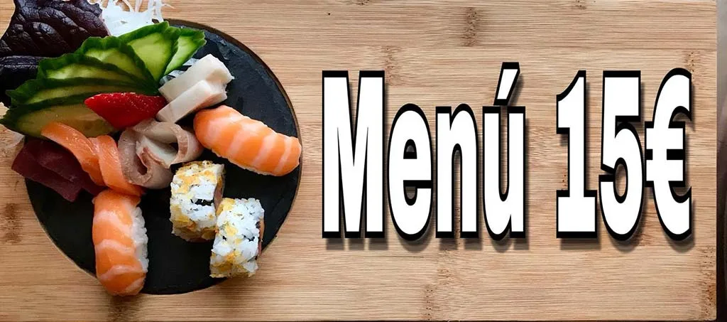 Disfruta de lunes a viernes de un menú delicioso con varios platos de sushi en Sushiber 1 menu a 15 sushiber