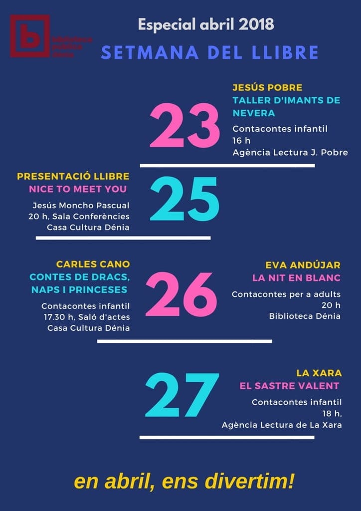 programacion de abril en la biblioteca de denia