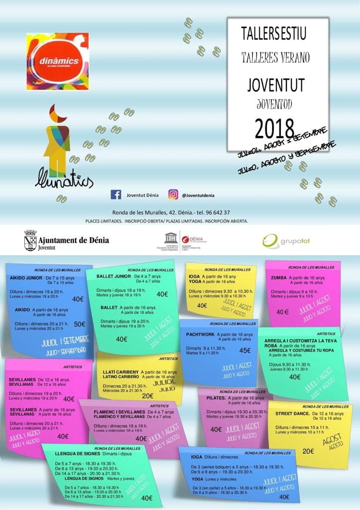 talleres de verano juventud denia 2018