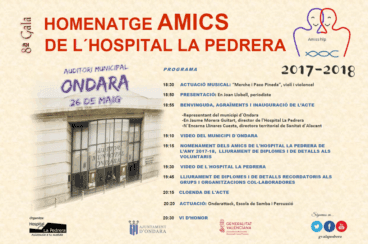 Programa de la gala Amics de la Pedrera en Ondara