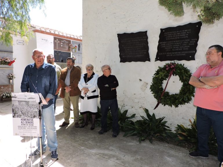 Vicent Grimalt en el homenaje a los dianenses enviados a campos de concentración