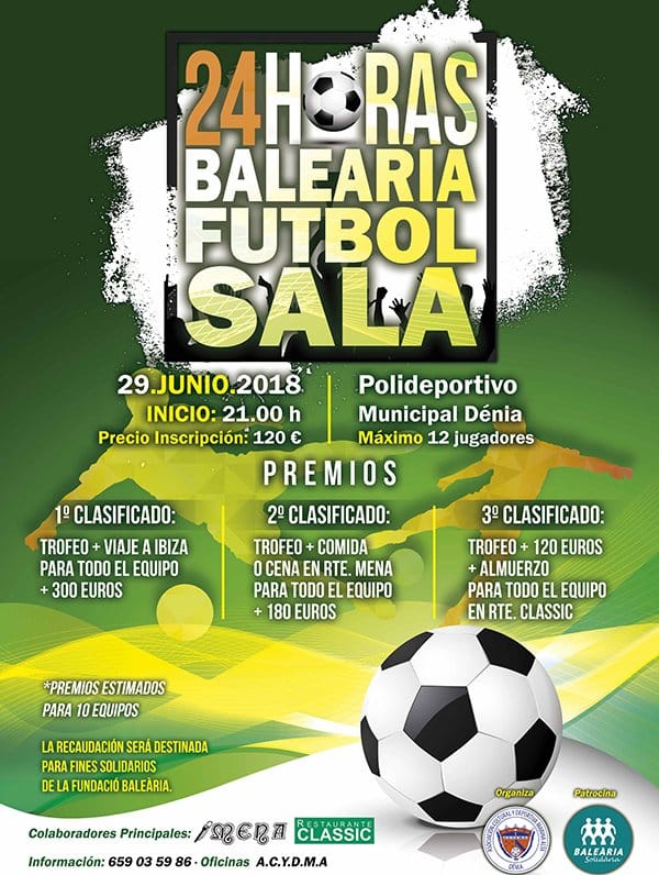 Acydma abre las inscripciones para las 24 Horas de Futbol Sala Fundación Baleària 2 cartel 24horas 2018