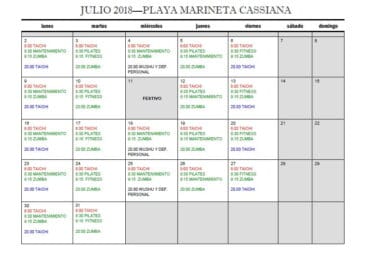 Horarios Deporte en la Playa Julio 2018 – Marineta Cassiana