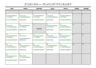 Horarios Deporte en la Playa Julio 2018 – Punta del Raset