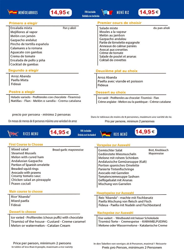 menus de arroces restaurante lanfora