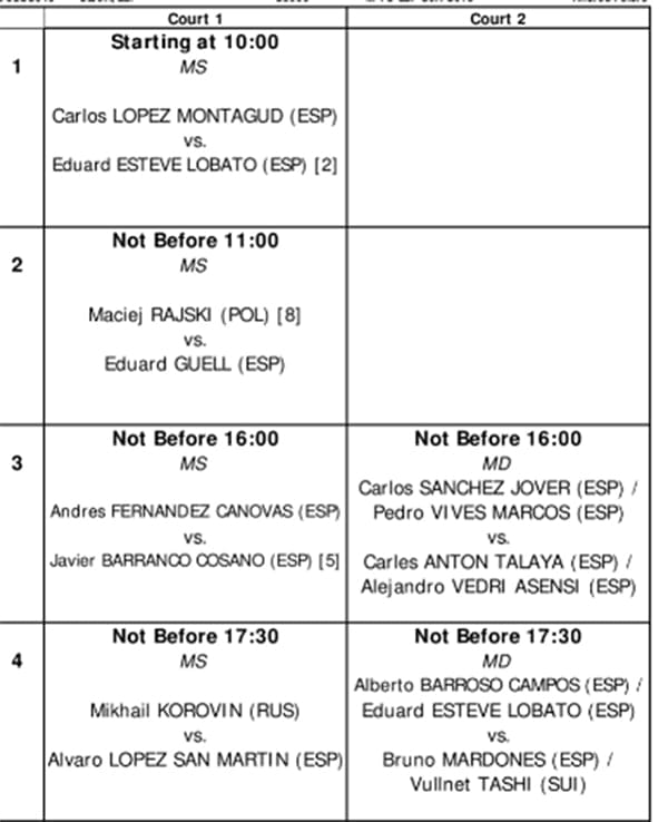 orden de juego jueves