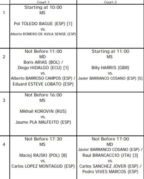 orden de juego viernes