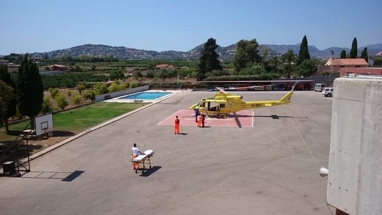 Traslado de un herido en helicóptero