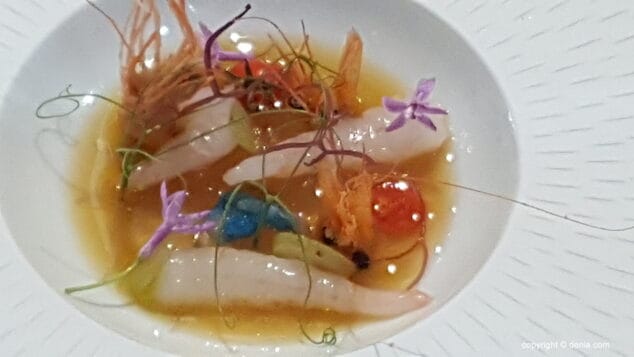 gazpacho de uva con quisquilla