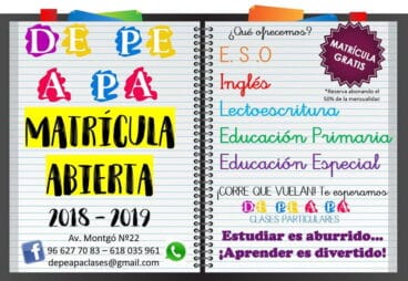 Matrícula nuevo curso De Pe a Pa Clases Particulares