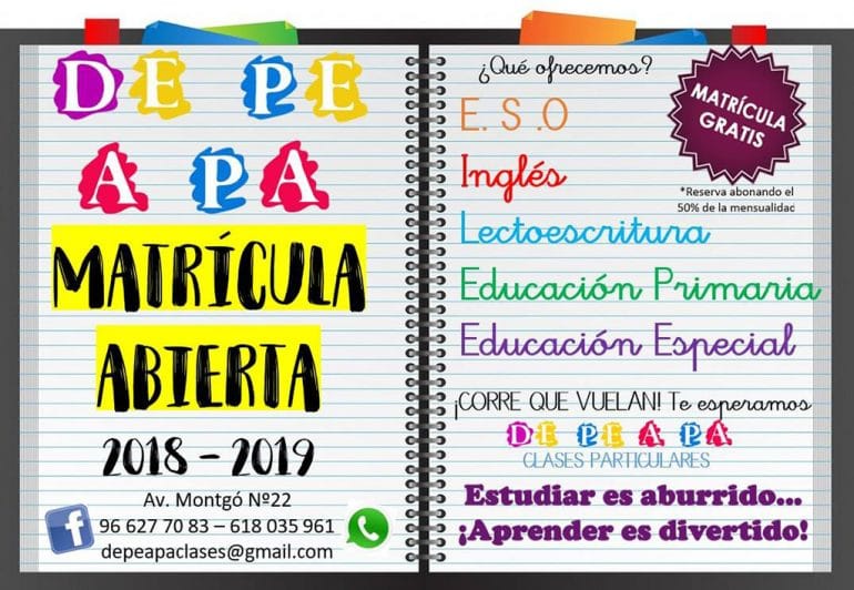 Matrícula nuevo curso De Pe a Pa Clases Particulares