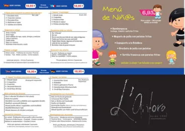 Menú y menú infantil Restaurante L’ Anfora