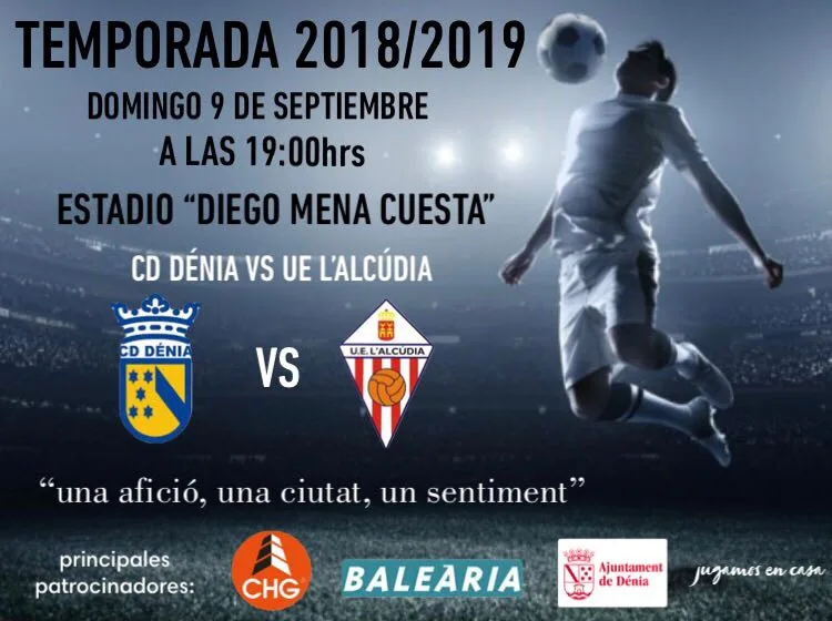 cartel anunciador del partido denia lalcudia