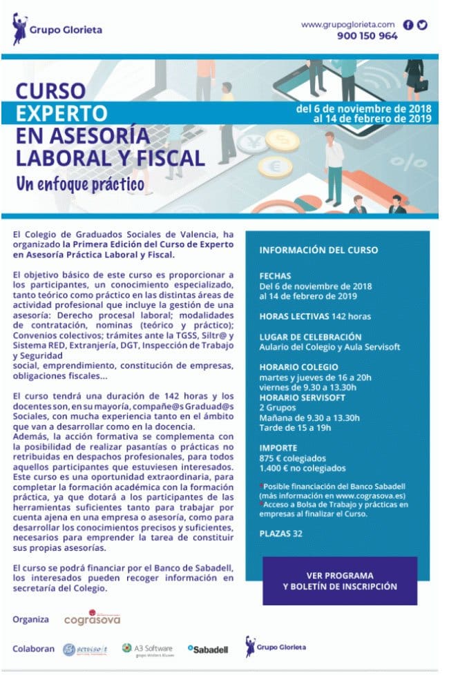 detalles del curso en asesoria laboral y fiscal academia la glorieta