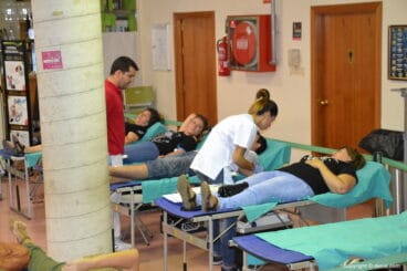 Donantes de snagre durante el maratón