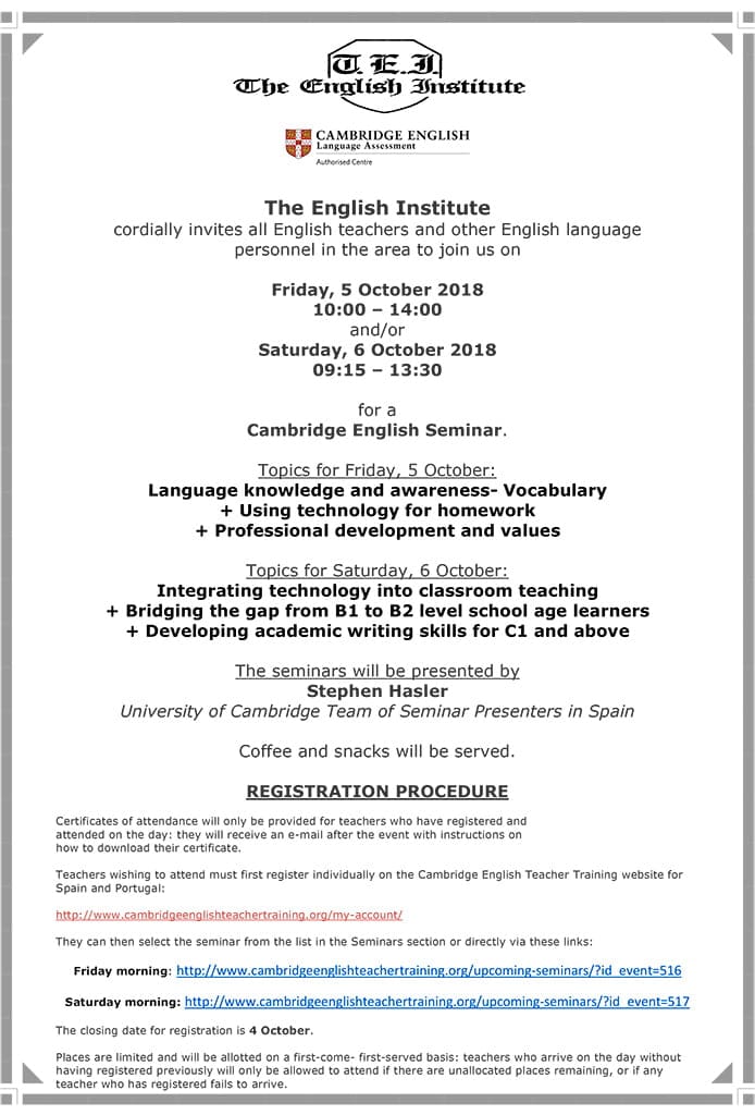 The English Institute prepara un seminario para profesores de inglés 1 seminario the english institute