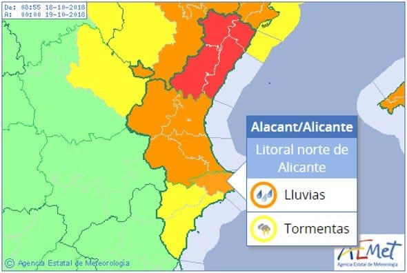 alerta naranja por lluvias en denia