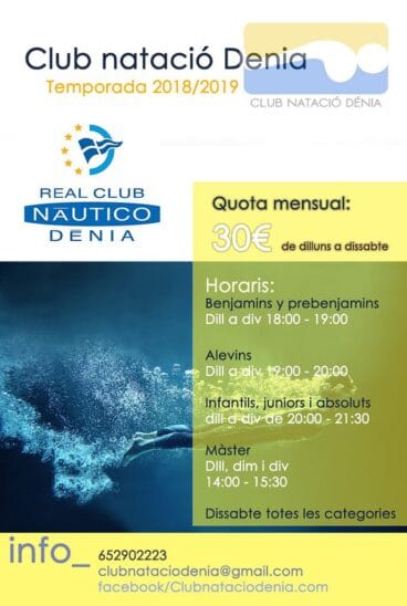 Oferta de cursos Club de Natació Denia