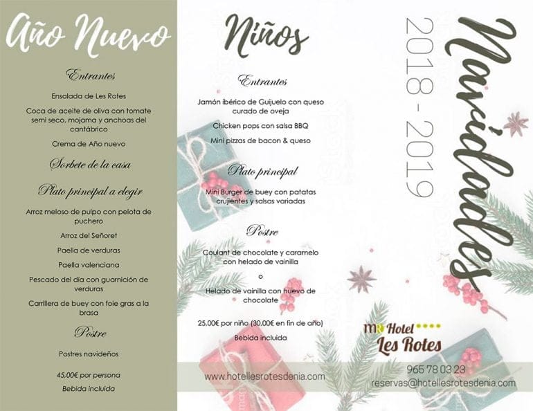 Menú de Año Nuevo 2018 Hotel Les Rotes