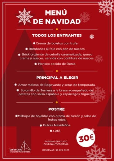 Menú de Navidad Restaurante Balandros