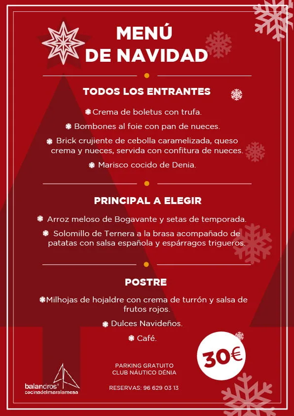 menu de navidad restaurante balandros