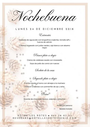 Menú de Nochebuena Hotel Les Rotes