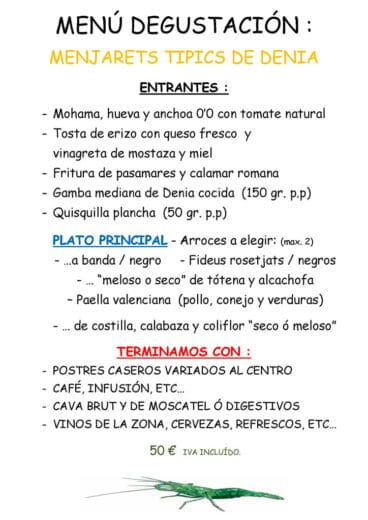 Menú degustación Gamba Restaurante Mena