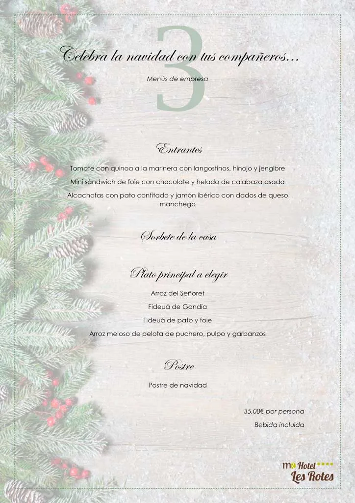 menu empresa tres 2018 hotel les rotes